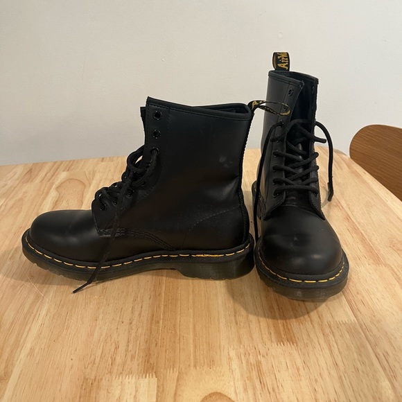 Dr. Martens Black Boots with Yellow Stitching - Picture 2 of 5